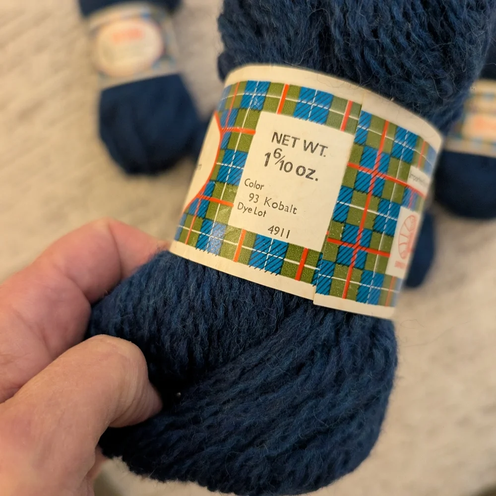 6 VTG Unger BRITANIA 100% Shetland Type WOOL YARN~Blue , 1 6/10 Oz, Kobalt- SALE
